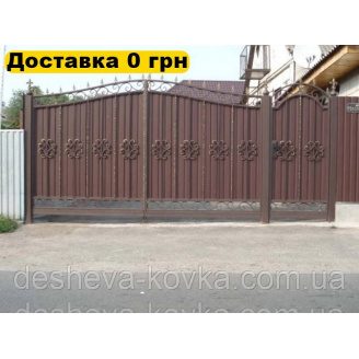 Кованые ворота из профнастила