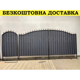 Ворота кованые из профнастилом