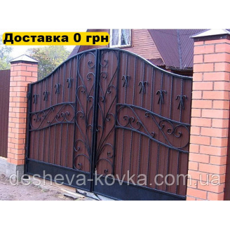 Эксклюзивные кованые ворота из профнастила