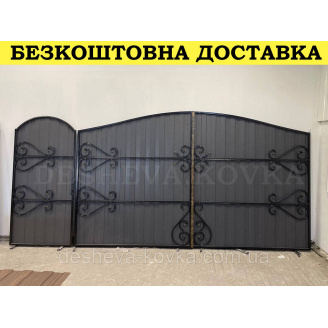 Кованые ворота из профнастила под заказ