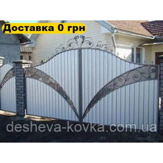 Кованые ворота из профнастила