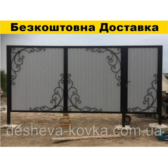 Кованые ворота из калиткой