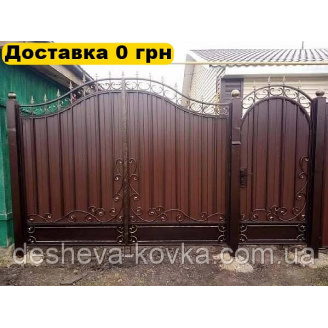 Кованые ворота из профнастила