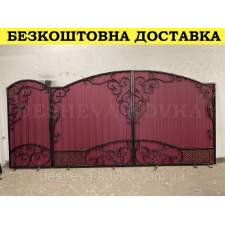Ворота из элементами ковки из профнастила