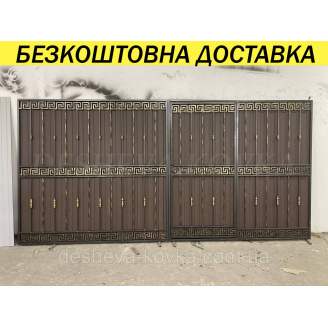 Кованые ворота с калиткой и пиками