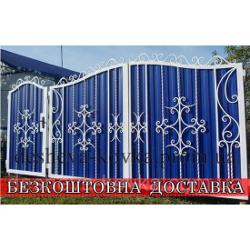 Ворота из коваными элементами и профнастила