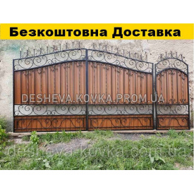 Кованые ворота из профнастилом