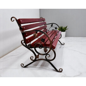 Скамейка садовая кованая Tobi Sho Камелия с подлокотниками 130 см цвет махагоний