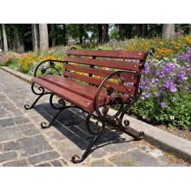 Скамейка садовая кованая Tobi Sho Камелия с подлокотниками 220 см цвет черешня