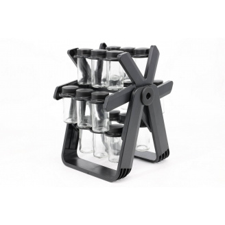 Набір ємностей для спецій на підставці A-Plus KA-707 18 шт Чорний (23526)