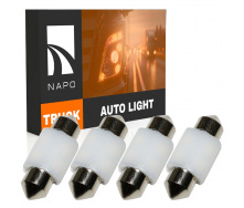 Комплект світлодіодних ламп для вантажівок Napo Truck SJ-3030-4SMD 24V 31mm C5W C10W 4 шт Білий (2530588922)