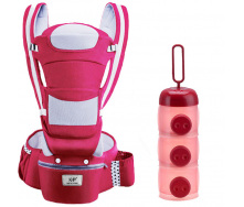 Хіпсит, Ерго-рюкзак, кенгуру перенесення Baby Carrier 6 в 1 Червоний та Контейнер для дитячих сумішей (vol-1396)