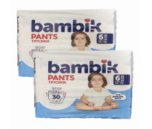 Дитячі підгузки-трусики Bambik 6 15+ кг 60 шт 2 уп