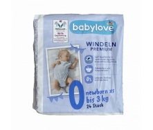 Дитячі підгузки Babylove Premium 0 newborn XS (до 3 кг) 24 шт