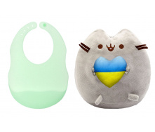 Комплект S&T М'яка іграшка Pusheen cat та силіконовий слинявчик (vol-10581)