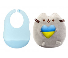 Комплект S&T М'яка іграшка Pusheen cat та силіконовий слинявчик (vol-10578)