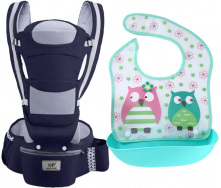 Хипсит эрго-рюкзак кенгуру переноска слюнявчик-трансформер Baby Carrier 20 кг 6 в 1 Темно-синий (vol-9855)