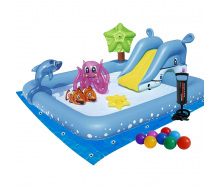 Надувной игровой центр Bestway 53052 -2 Аквариум 239 х 206 х 86 см с горкой с игрушками шариками 10 шт
