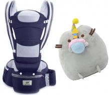 Набор Кенгуру переноска и Пушин кэт с кексом Baby Carrier 6 в 1 Темно-Синий (n-1692)