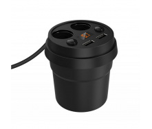 Розгалужувач прикурювача 12/24V (на 2 виходи + USB) KONNWEI