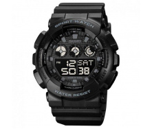 Тактичний водостійкий кварцовий годинник Skmei Stalker black
