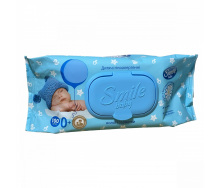 Дитячі вологі серветки Smile Baby 0+ з екстрактом ромашки алое і вітамінним комплексом з клапаном 100 шт