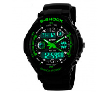 Наручний годинник чоловічий Skmei S-Shock Green 0931 Чорний (077)