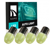 Комплект світлодіодних ламп Napo LED 1156-HP-Lens P21W 1156 BA15S 4 шт Бурштиновий (2523848368)