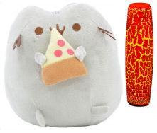 Комплект М'яка іграшка кіт зі шматочком піци Pusheen cat і Антистрес іграшка Mokuru (vol-730)