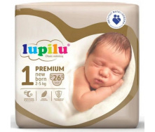 Підгузники Lupilu Premium New born Розмір 1, Вага 2-5 кг, 26 шт