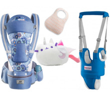 Хипсит Baby Carrier эрго-рюкзак кенгуру переноска 6 в 1 игрушка Пушин кот Луна (vol-1899) Синий