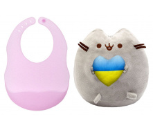Комплект S&T М'яка іграшка Pusheen cat і силіконовий слинявчик (vol-10579)