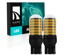 Комплект світлодіодних ламп Napo LED 7443-3014-144smd W21/5W T20 7443 BAU15 2 шт Біло-бурштиновий (2523768259)