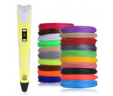 3D-ручка для малювання 3D Pen 2 та 200 м пластику Жовта (mn-440)