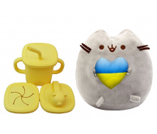Комплект S&T М'яка іграшка Pusheen cat і поїльник-непроливайка (vol-10564)