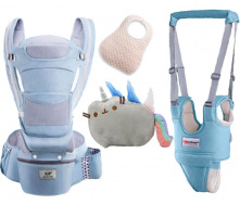 Хипсит Baby Carrier эрго-рюкзак кенгуру переноска 6 в 1 игрушка Пушин кот Радуга (vol-1878) Синий
