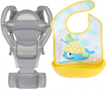 Хипсит эрго-рюкзак кенгуру переноска слюнявчик-трансформер Baby Carrier 20 кг 6 в 1 Серый (vol-9895)