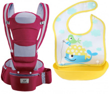 Хипсит эрго-рюкзак кенгуру переноска слюнявчик-трансформер Baby Carrier 20 кг 6 в 1 Бордовый (vol-9886)