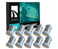 Комплект світлодіодних ламп Napo LED BA9S-5050-1smd T4W Ba9s 10 шт Білий (1805023354)