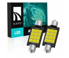Комплект світлодіодних ламп Napo LED SJ-3030-12SMD 39mm C5W C10W 2 шт Білий (2476320290)