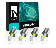 Комплект світлодіодних ламп Napo LED 1156-3030-18smd P21W 1156 BA15S 4 шт Білий (2473492939)
