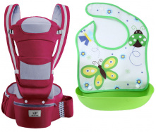 Хипсит эрго-рюкзак кенгуру переноска слюнявчик-трансформер Baby Carrier 20 кг 6 в 1 Бордовый (vol-9883)