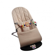 Дитячий шезлонг-гойдалка SBT group BABY Balance Soft A1 з дугою з іграшками бежевий колосок/бавовна (BBT-16-00)