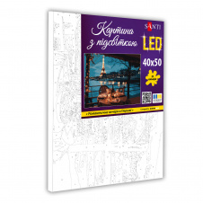 Картина за номерами Santi Романтична вечеря в Парижі 40x50 см LED підсвітка (955099)