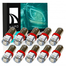 Комплект світлодіодних ламп Napo LED BA9S-5050-5smd T4W Ba9s 10 шт Червоний (1032944849)