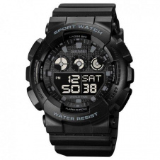 Тактичний водостійкий кварцовий годинник Skmei Stalker black