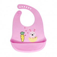 Слинявчик силіконовий "Зайчик" Mega Zayka MGZ-0611 (Pink) з кишенею