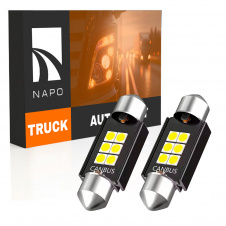 Комплект світлодіодних ламп для вантажівок Napo Truck SJ-3030-6SMD 24V 39mm C5W C10W 2 шт Білий (2476297770)