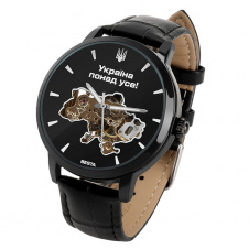 Наручний годинник чоловічий BESTA Skeleton UA Black Чорний (3121)