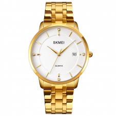 Чоловічий класичний годинник на браслеті Skmei 1801S Золотистий